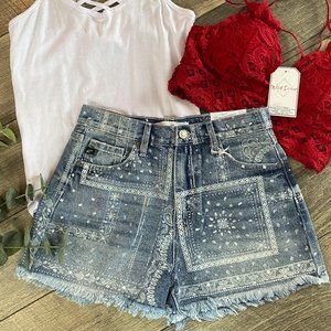 Kancan Bandana Print Jean Shorts NWT